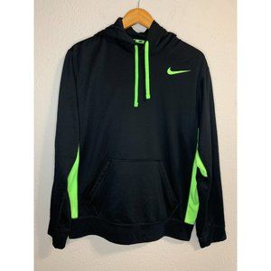 Nike Therma-Fit Hoodie Mens Medium Black Relaxed Hooded Pullover Sweatshirt Logo